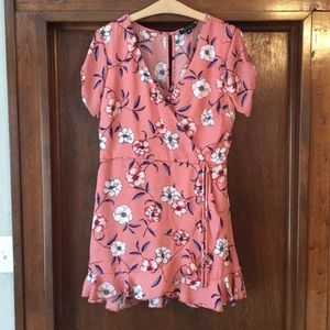 Pink Floral Print Skort Romper